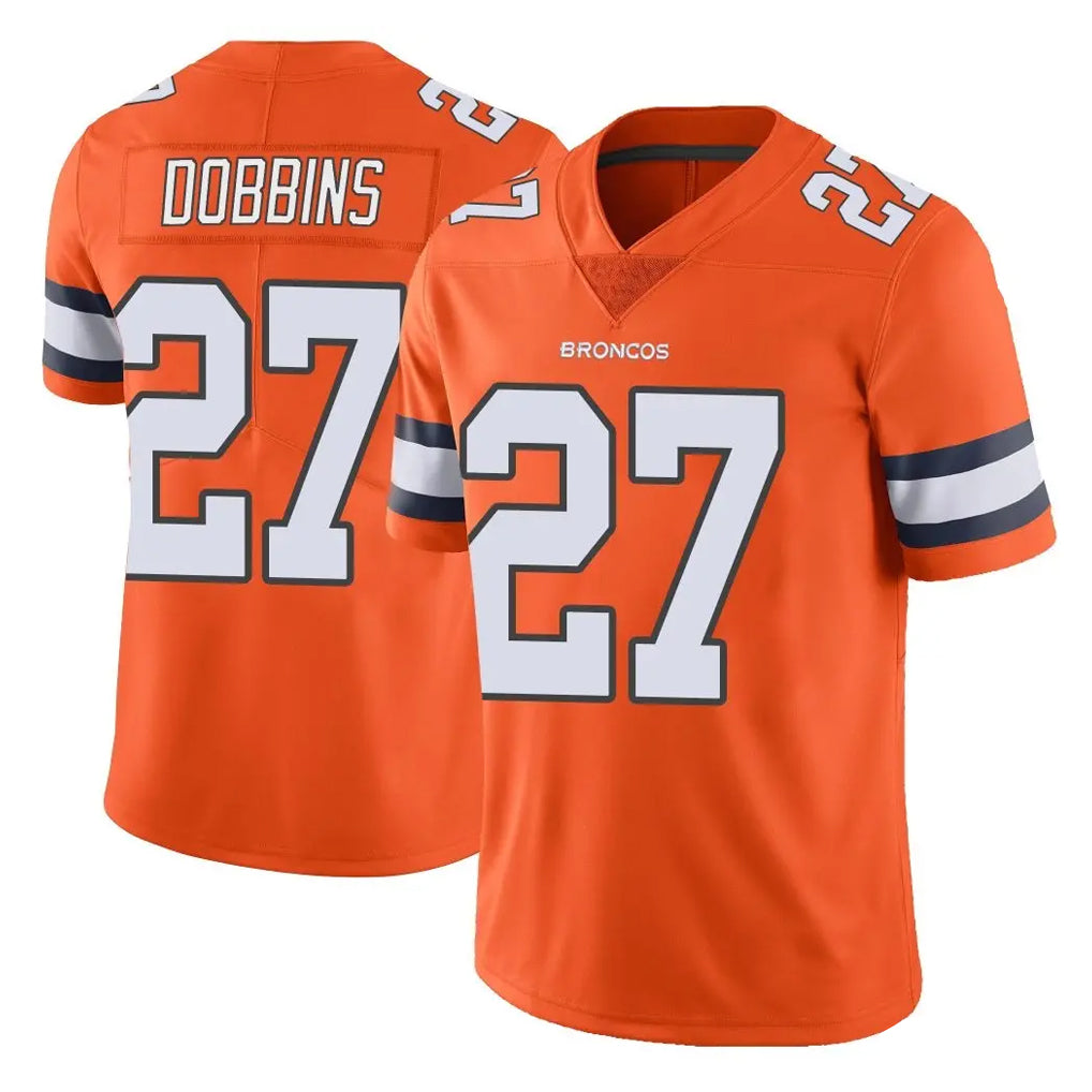 Punc D.Broncos #27 J.K. Dobbins Player Orange Vapor Untouchable Limited Home Game Stitched Jerseys