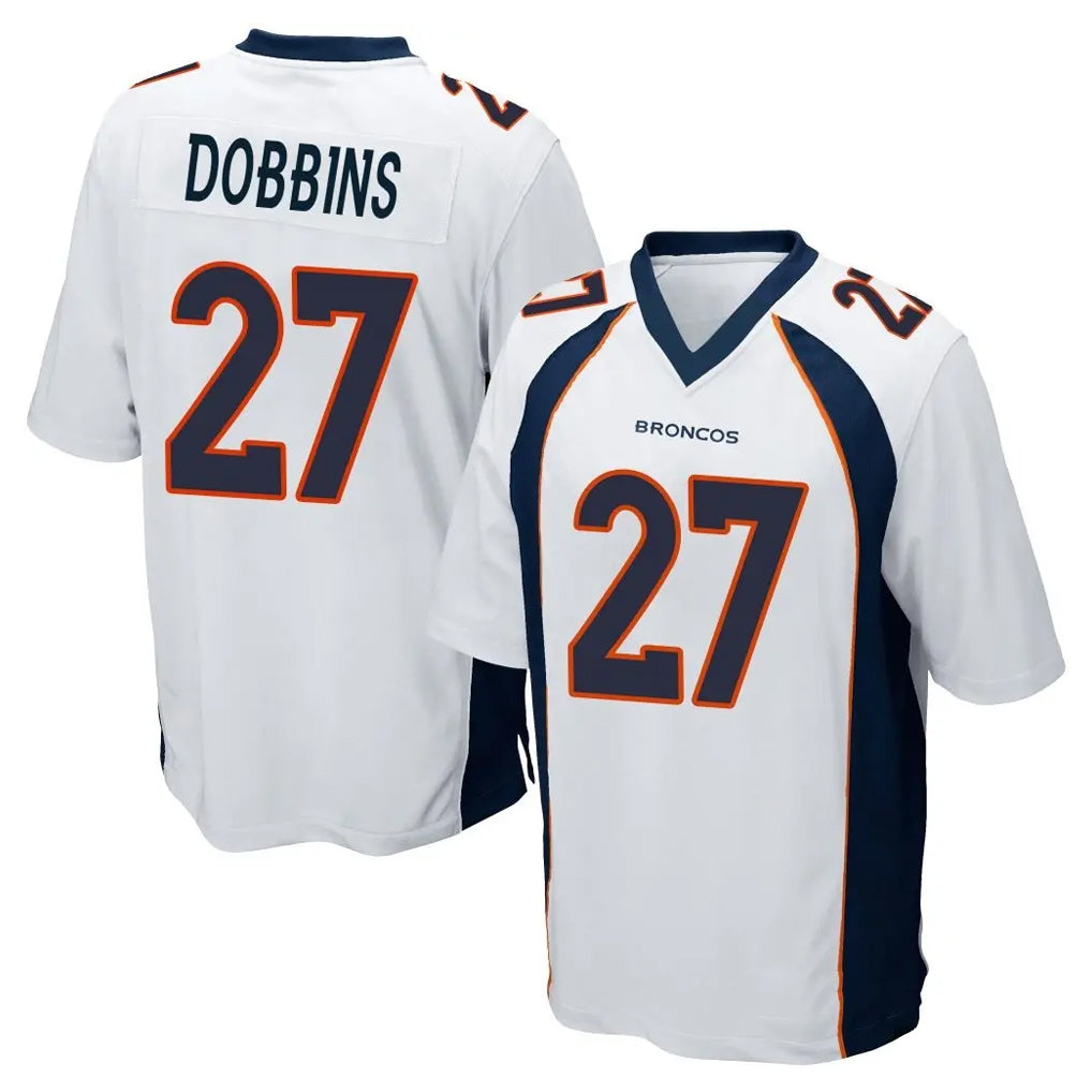 Punc D.Broncos #27 J.K. Dobbins Player White Game Stitched Jerseys