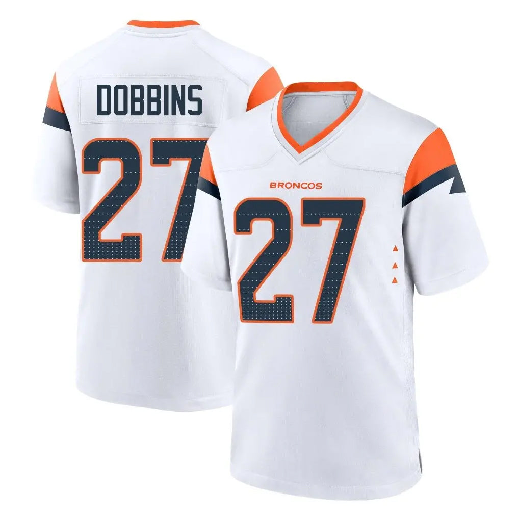 Punc D.Broncos #27 J.K. Dobbins Player White Home Game Stitched Jerseys