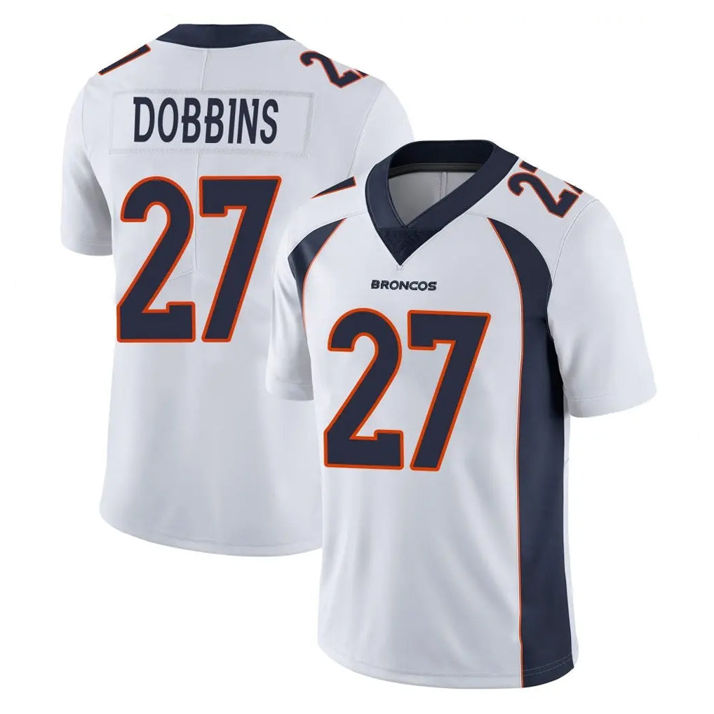 Punc D.Broncos #27 J.K. Dobbins Player White Vapor Untouchable Limited Home Game Stitched Jerseys