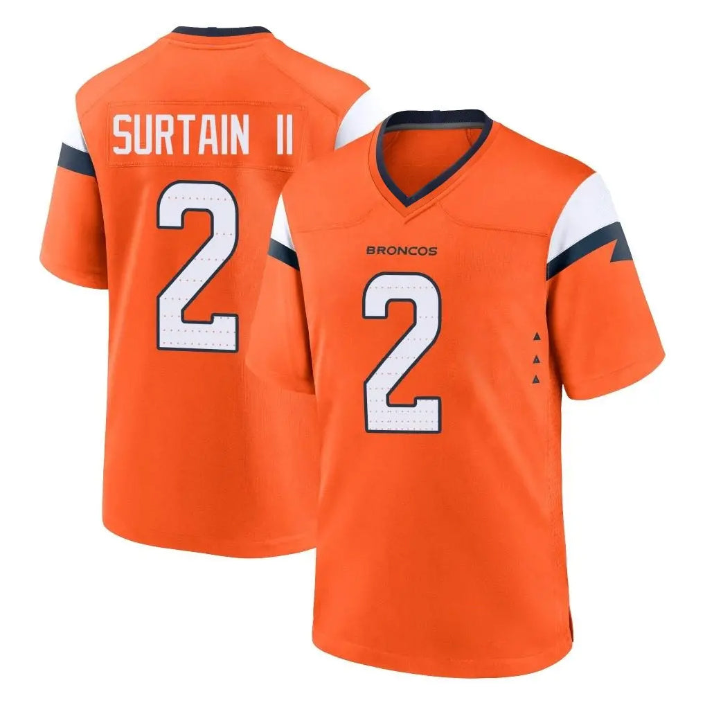 Punc D.Broncos #2 Pat Surtain II Cooper Player Orange Home Game Stitched Jerseys