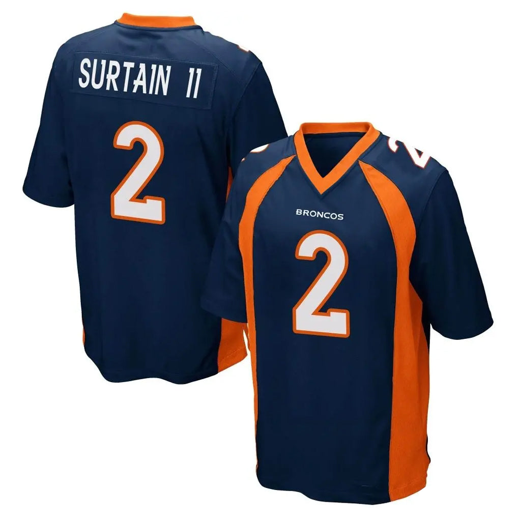 Punc D.Broncos #2 Pat Surtain II Player Navy Game Stitched Jerseys
