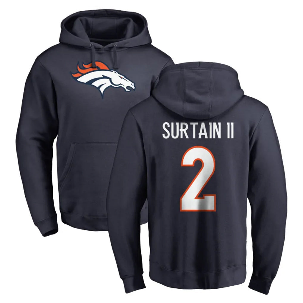 Punc D.Broncos #2 Pat Surtain II Player Navy Pullover Hoodie Limited Stitched Jerseys
