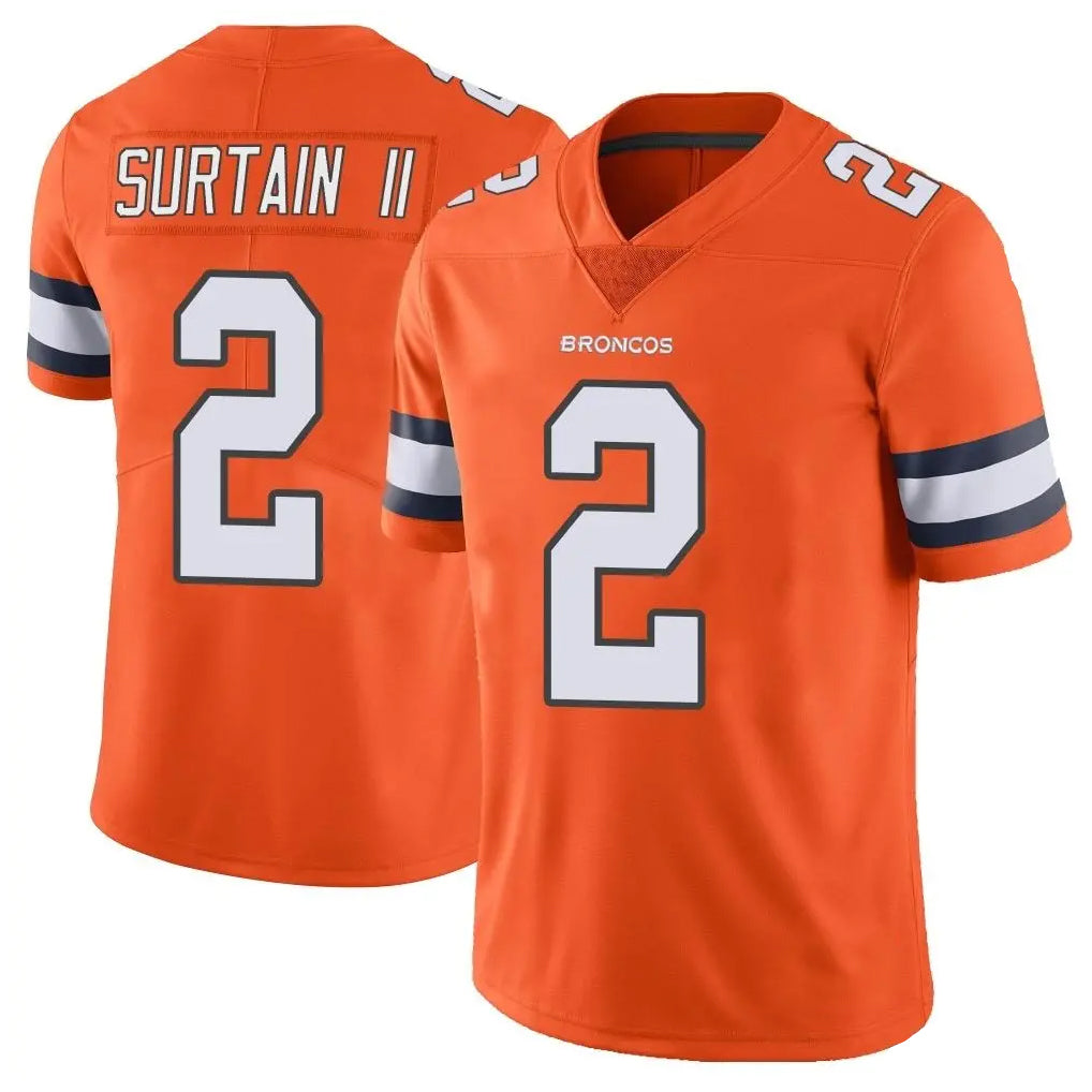 Punc D.Broncos #2 Pat Surtain II Player Orange Vapor Untouchable Limited Home Game Stitched Jerseys