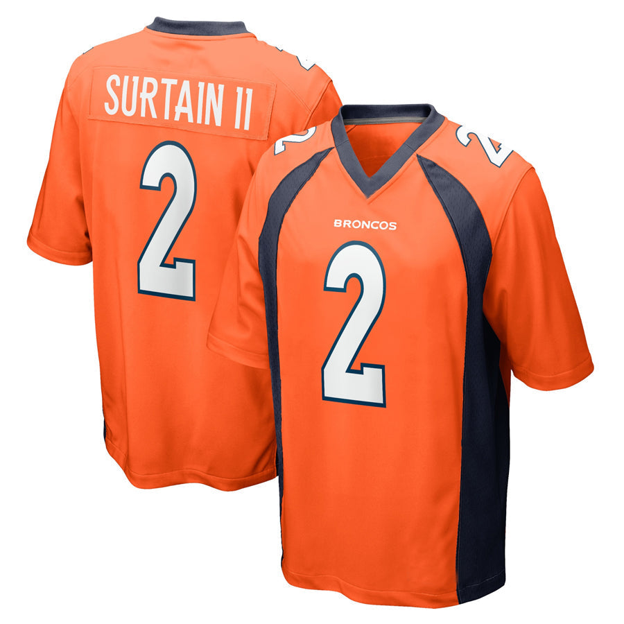 Punc D.Broncos #2 Patrick Surtain II Player Orange Home Game Football Stitched Jerseys