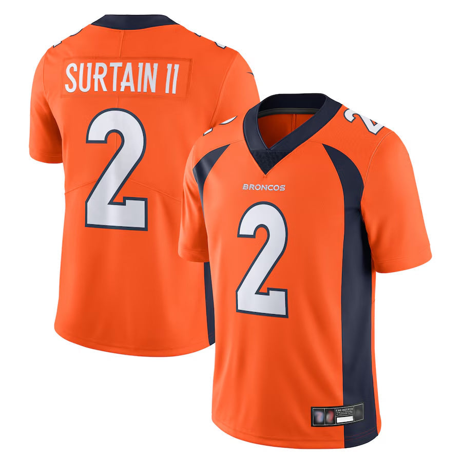 Punc D.Broncos #2 Patrick Surtain II Player Orange Vapor Untouchable Limited Stitched Jerseys
