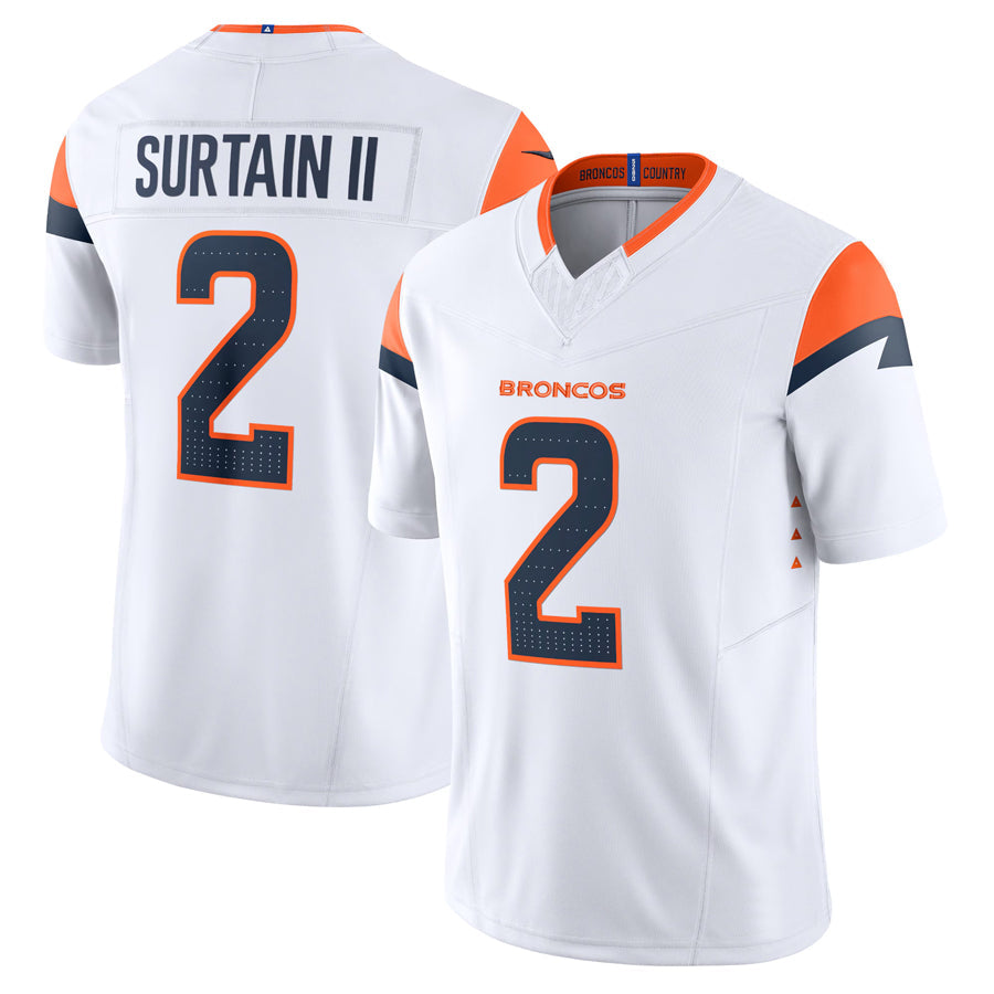 Punc D.Broncos #2 Patrick Surtain II Player White Vapor F.U.S.E. Limited Stitched Jerseys