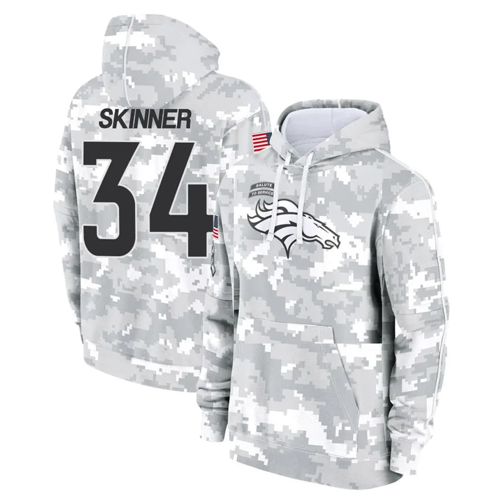 Punc D.Broncos #34 JL Skinner Player Arctic Camo Salute to Service Hoodies Limited Game Stitched Jerseys