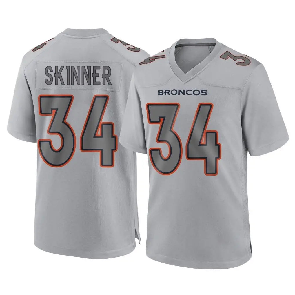 Punc D.Broncos #34 JL Skinner Player Gray Atmosphere Fashion Limited Game Stitched Jerseys
