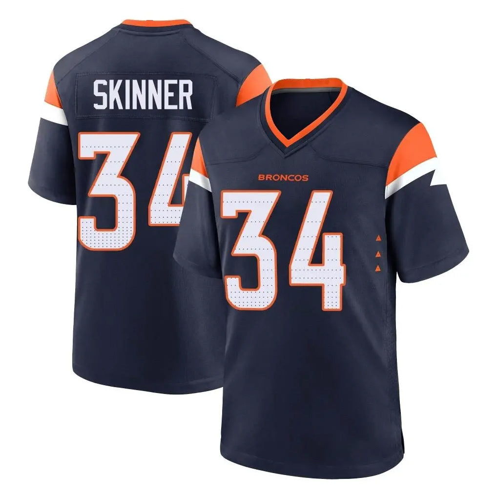 Punc D.Broncos #34 JL Skinner Player Navy Home Game Stitched Jerseys