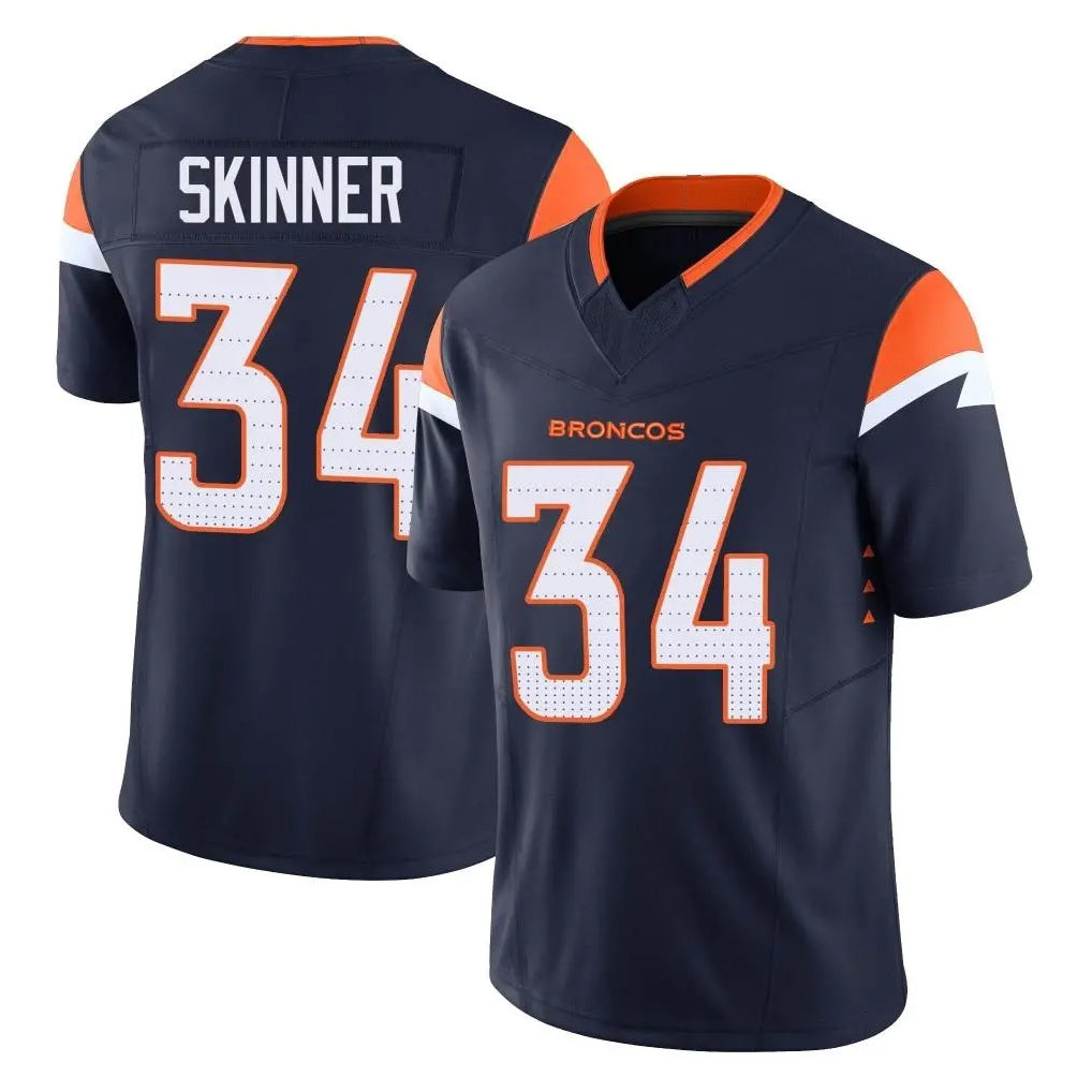Punc D.Broncos #34 JL Skinner Player Navy Limited Vapor F.U.S.E. Home Game Stitched Jerseys