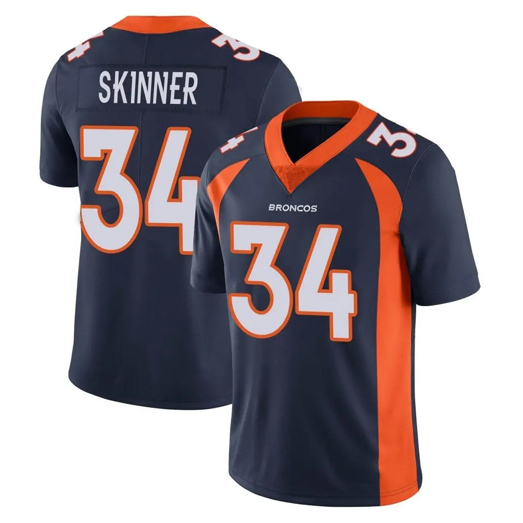 Punc D.Broncos #34 JL Skinner Player Navy Vapor Untouchable Limited Game Stitched Jerseys