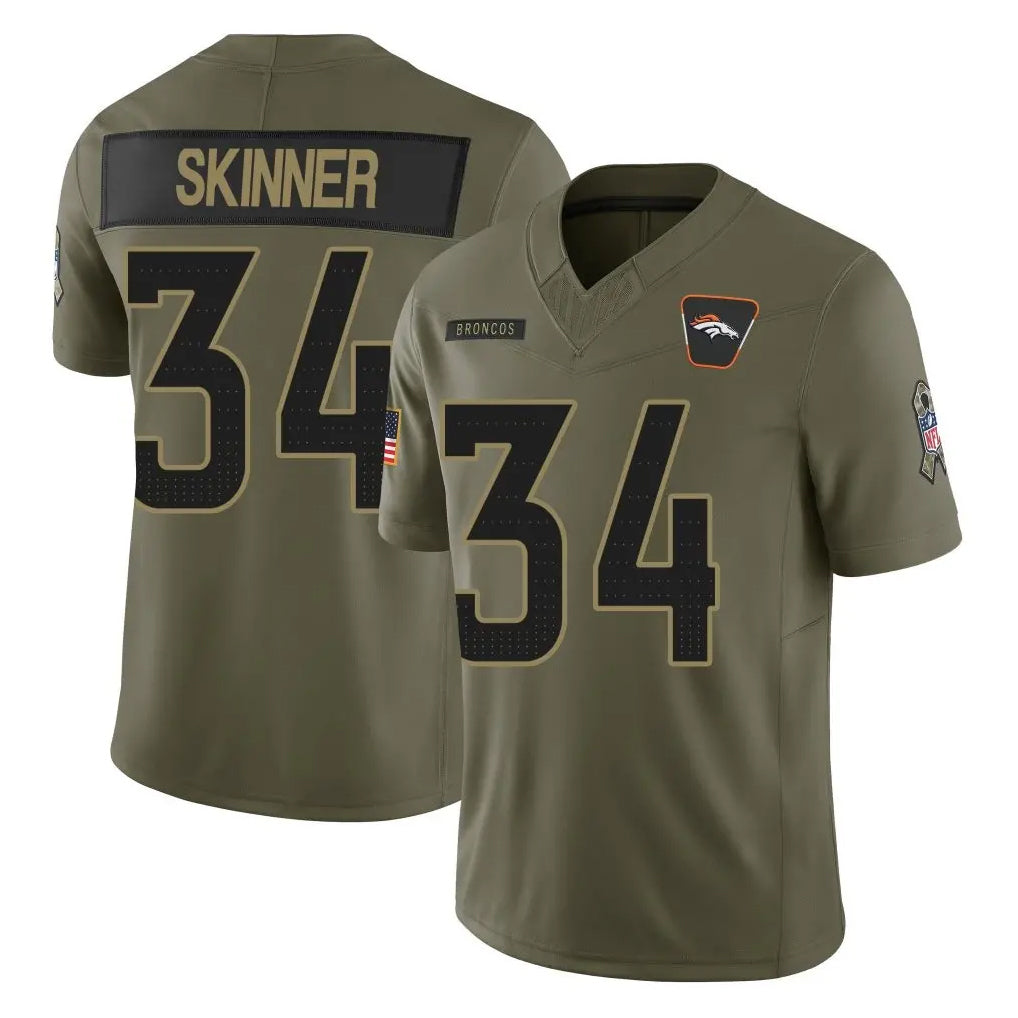 Punc D.Broncos #34 JL Skinner Player Olive 2025 Salute To Service Limited Home Game Stitched Jerseys