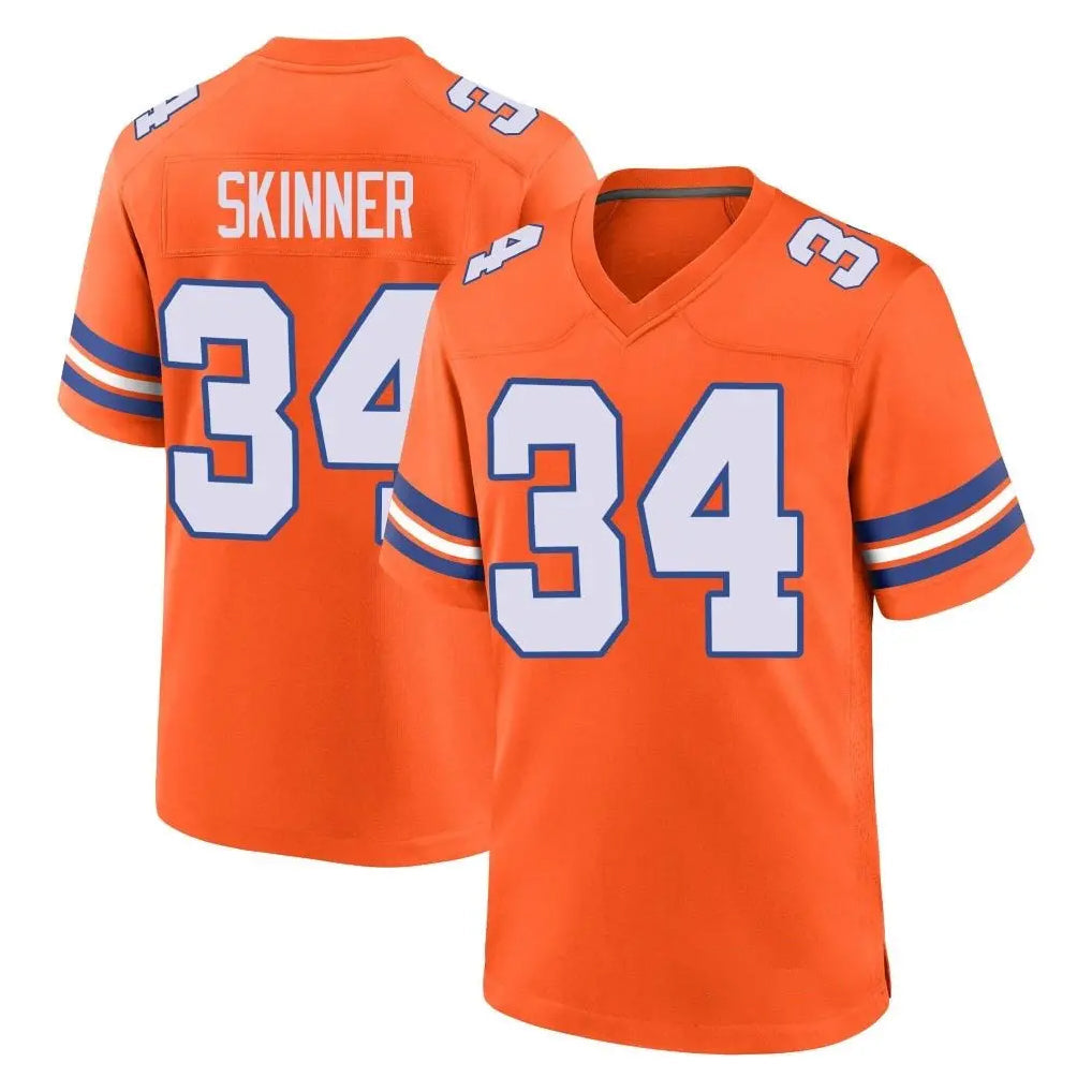 Punc D.Broncos #34 JL Skinner Player Orange Alternate Collection Throwback Game Stitched Jerseys
