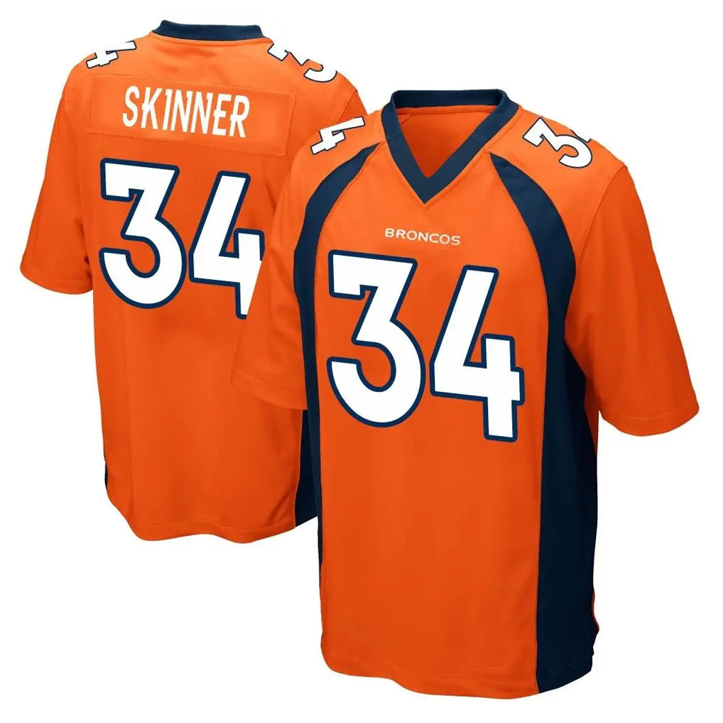 Punc D.Broncos #34 JL Skinner Player Orange Color Home Game Stitched Jerseys