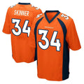 Punc D.Broncos #34 JL Skinner Player Orange Color Home Game Stitched Jerseys