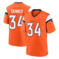 Punc D.Broncos #34 JL Skinner Player Orange Home Game Stitched Jerseys