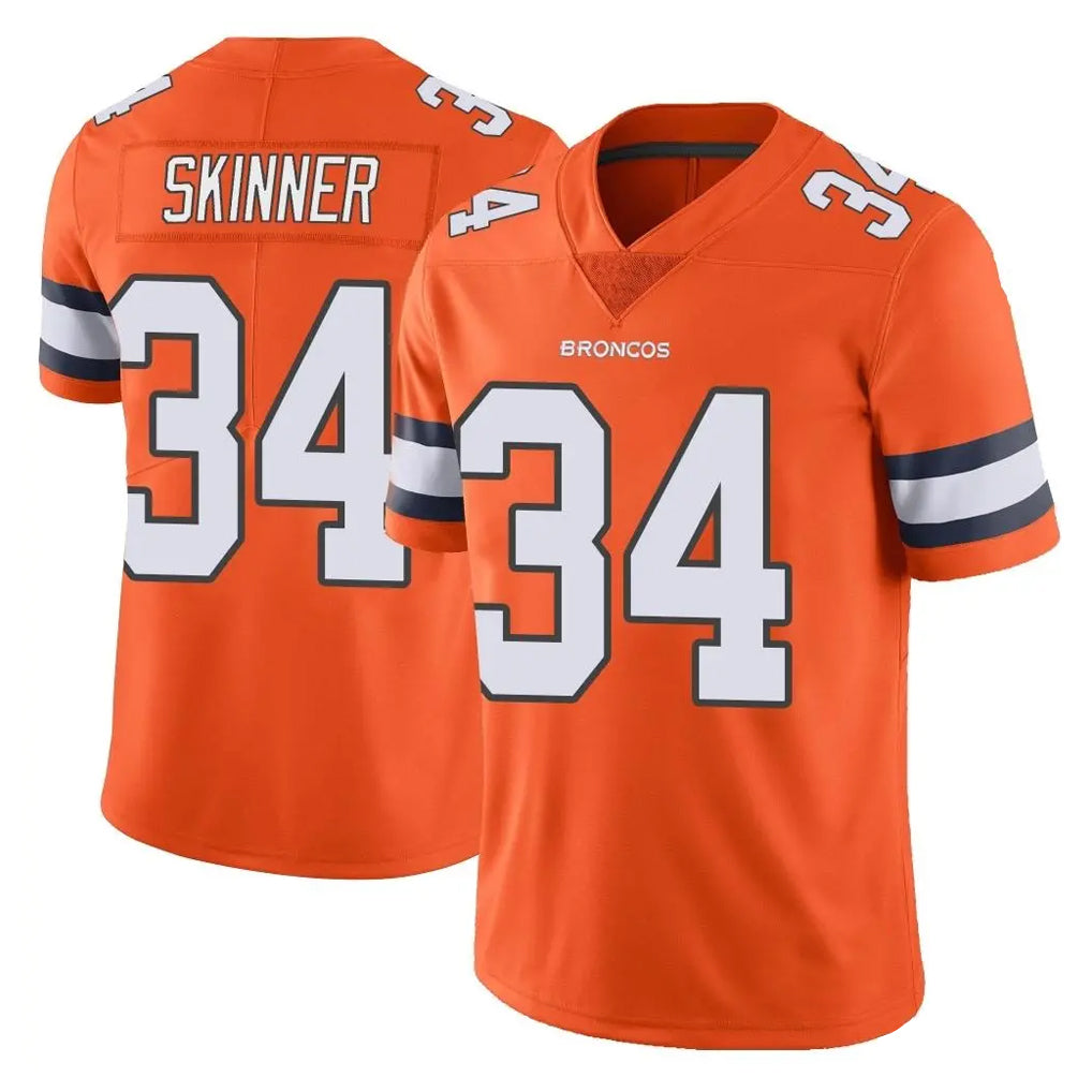 Punc D.Broncos #34 JL Skinner Player Orange Vapor Untouchable Limited Home Game Stitched Jerseys