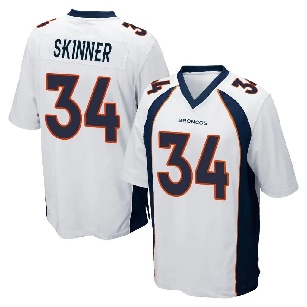 Punc D.Broncos #34 JL Skinner Player White Game Stitched Jerseys