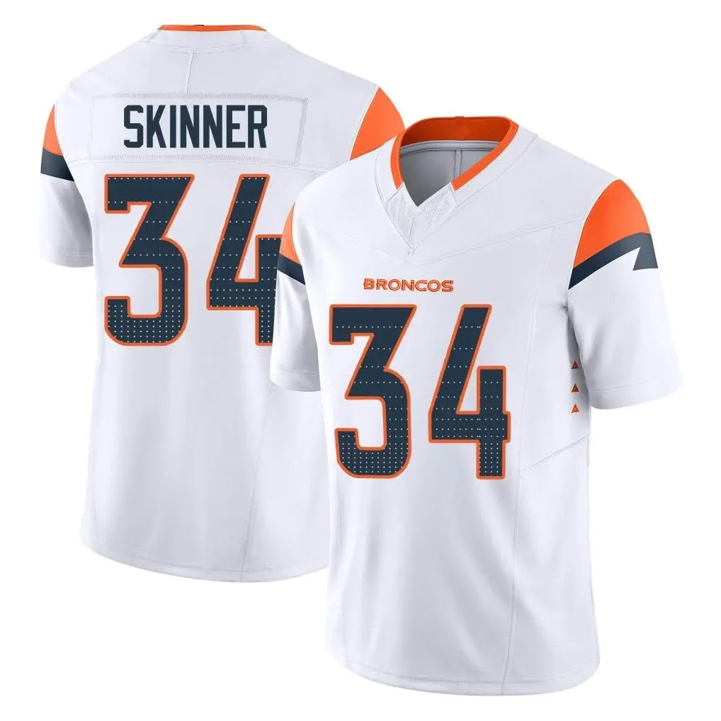 Punc D.Broncos #34 JL Skinner Player White Limited Vapor F.U.S.E. Home Game Stitched Jerseys