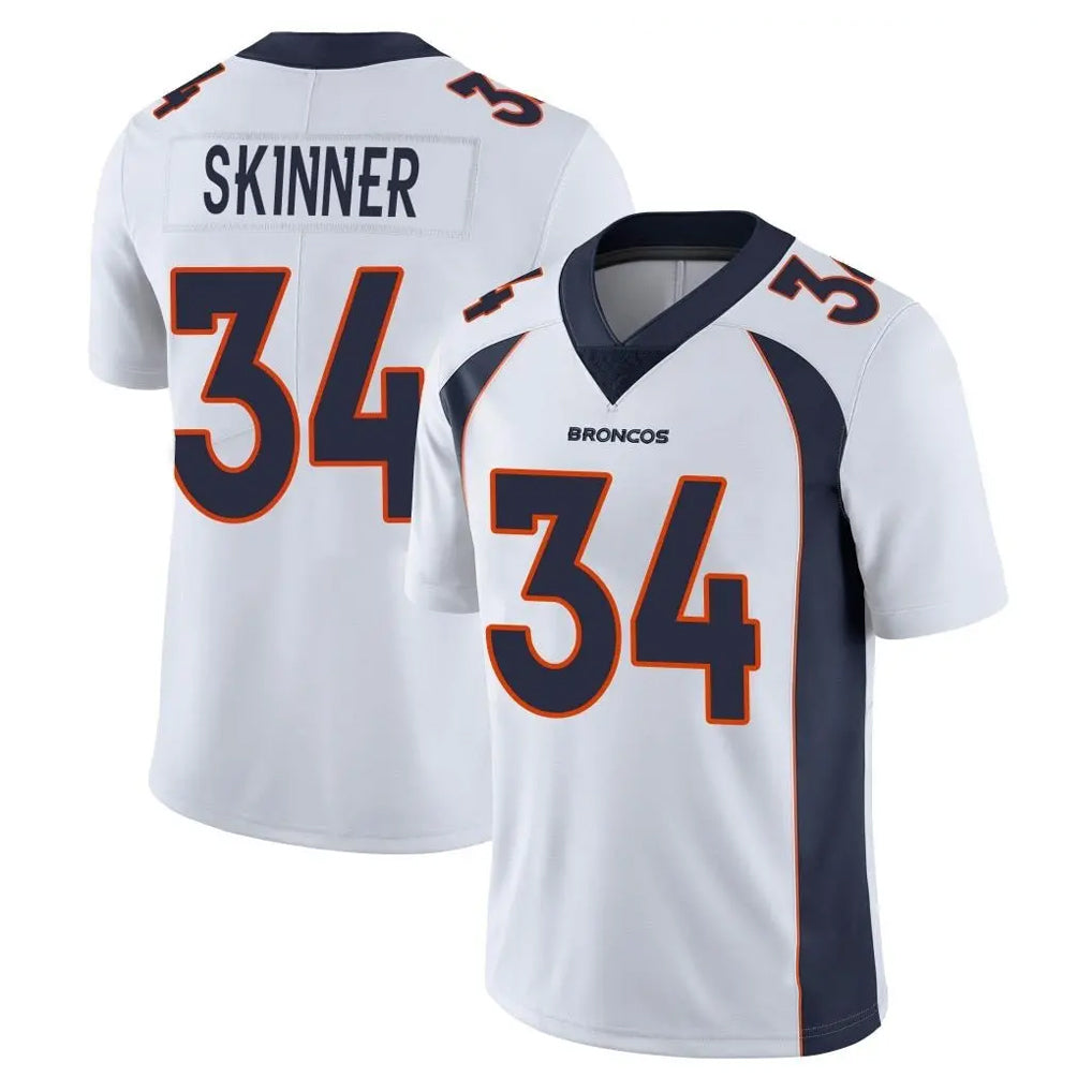 Punc D.Broncos #34 JL Skinner Player White Vapor Untouchable Limited Home Game Stitched Jerseys