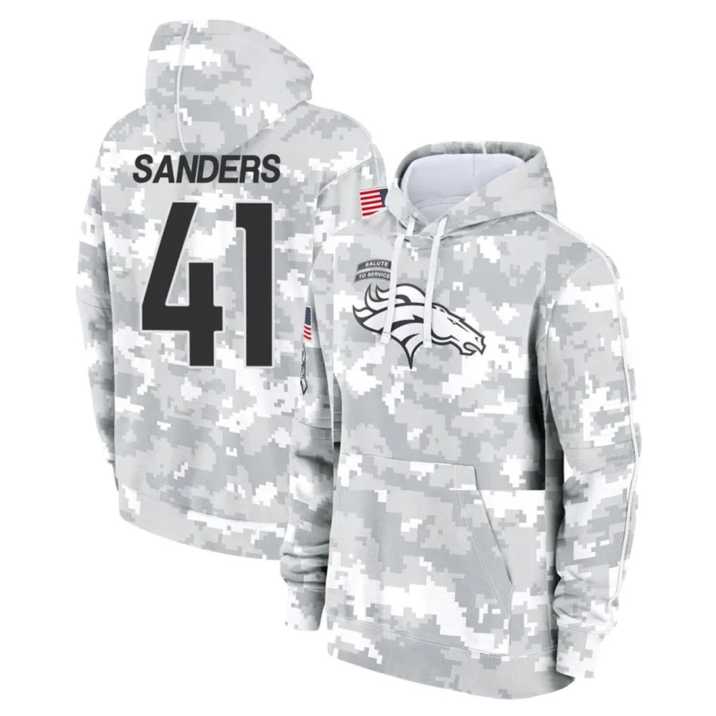 Punc D.Broncos #41 Drew Sanders Player Arctic Camo Salute to Service Hoodies Limited Game Stitched Jerseys
