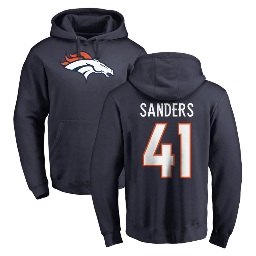 Punc D.Broncos #41 Drew Sanders Player Navy Pullover Hoodie Limited Stitched Jerseys