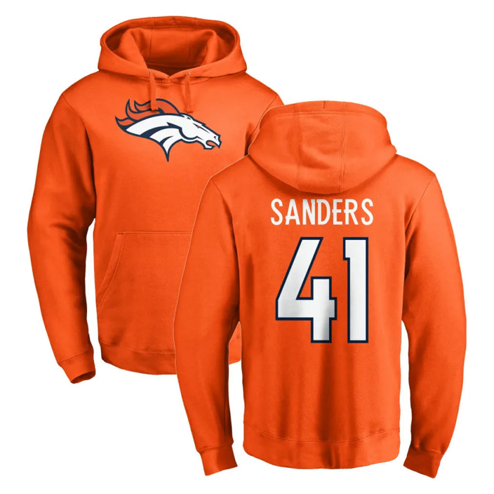Punc D.Broncos #41 Drew Sanders Player Orange Pullover Hoodie Limited Stitched Jerseys