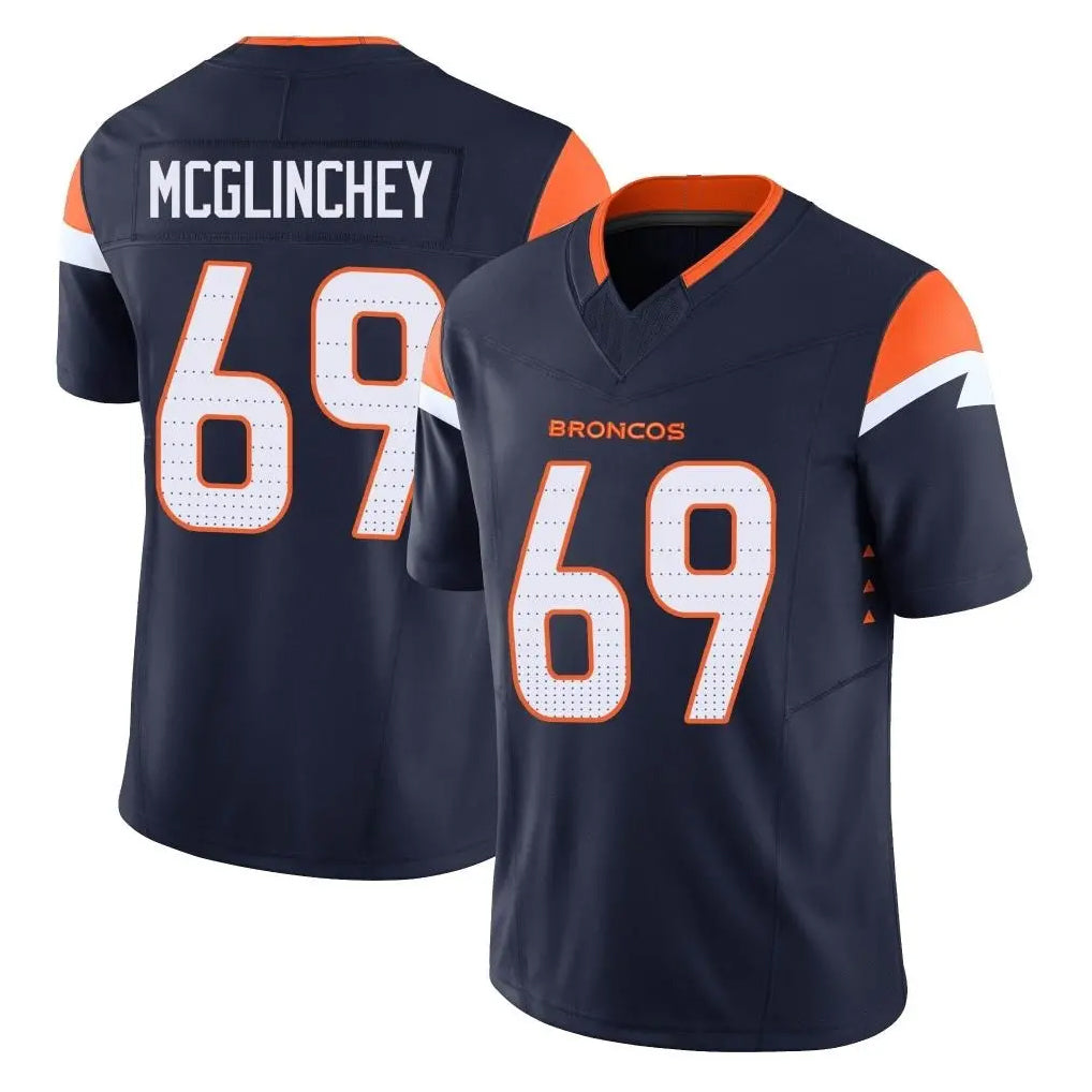 Punc D.Broncos #69 Mike McGlinchey Player Navy Limited Vapor F.U.S.E. Home Game Stitched Jerseys