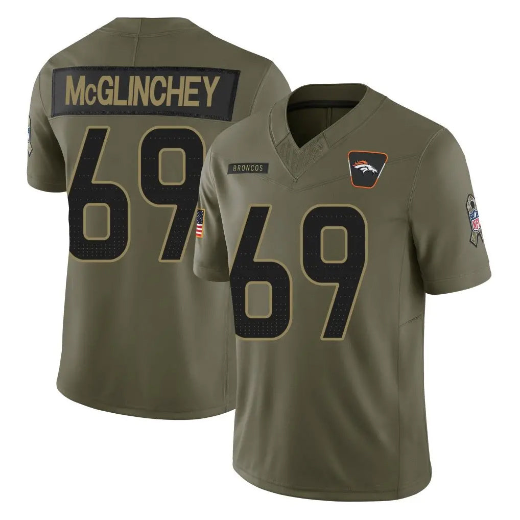 Punc D.Broncos #69 Mike McGlinchey Player Olive 2025 Salute To Service Limited Home Game Stitched Jerseys