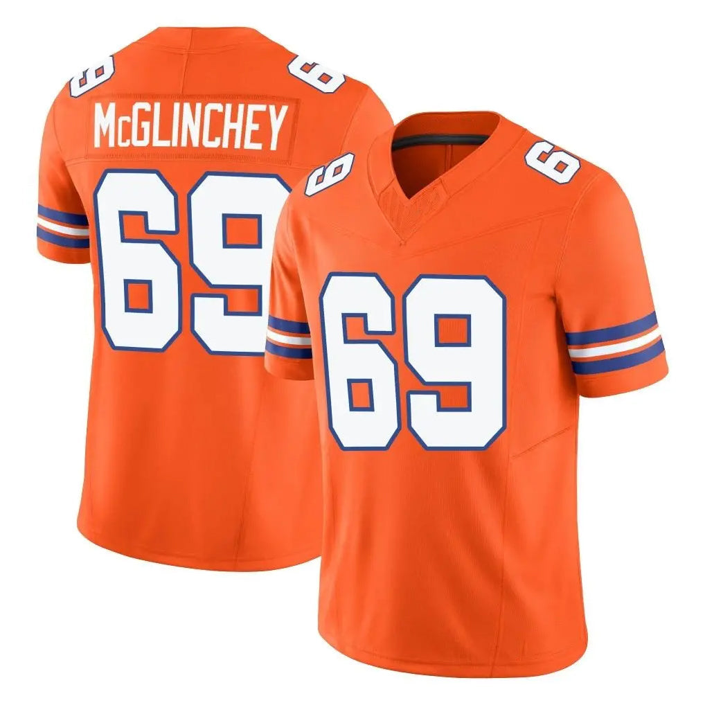 Punc D.Broncos #69 Mike McGlinchey Player Orange Limited Alternate Vapor F.U.S.E. Throwback Game Stitched Jerseys