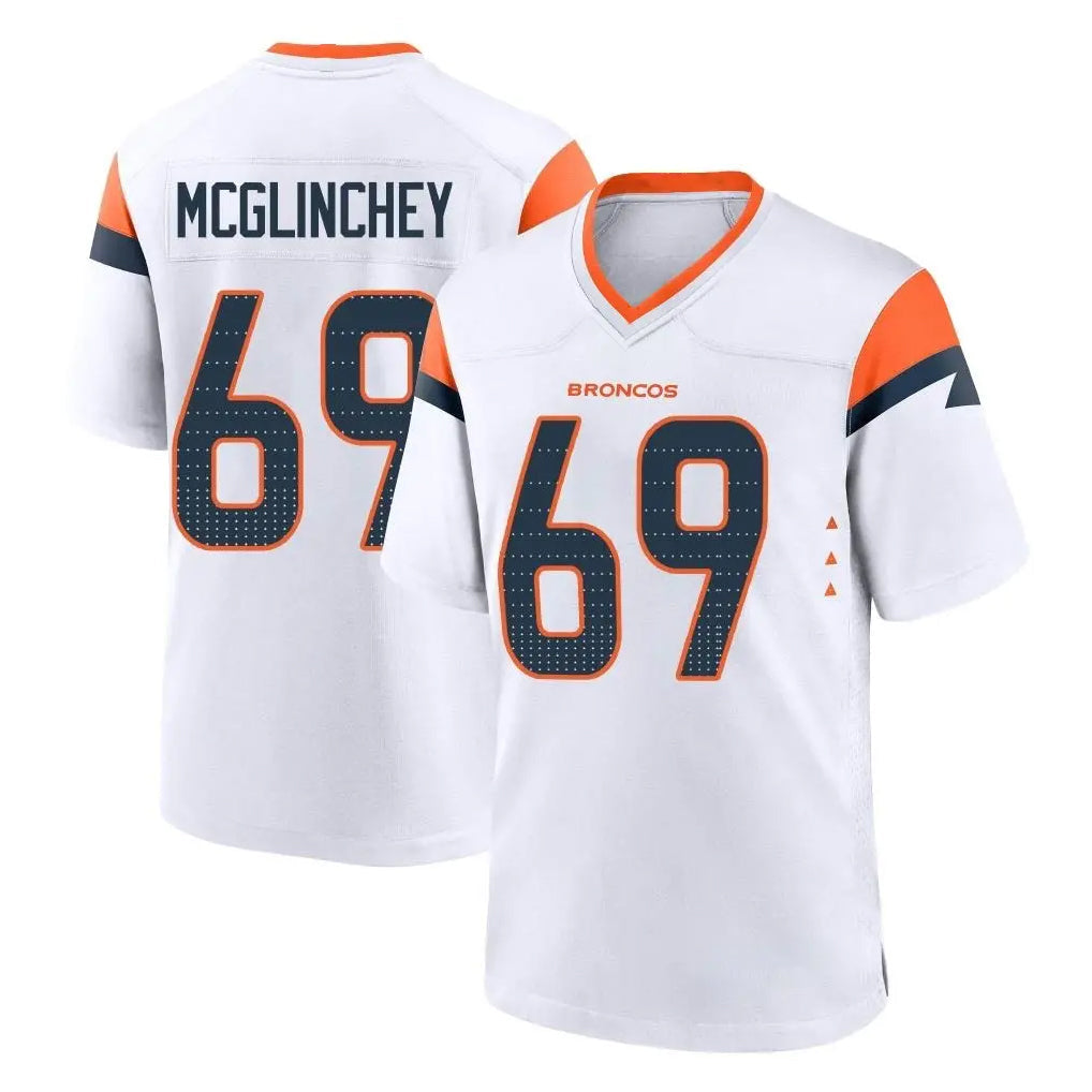 Punc D.Broncos #69 Mike McGlinchey Player White Home Game Stitched Jerseys