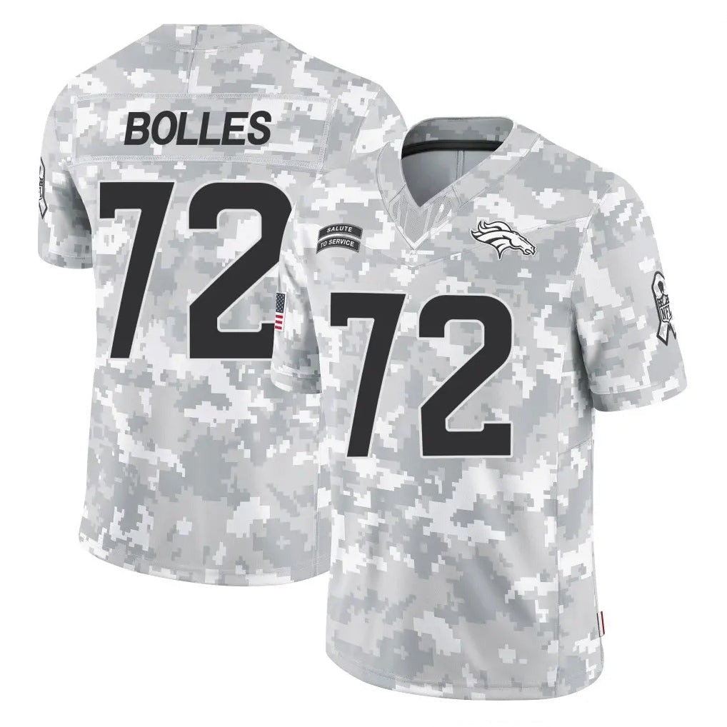 Punc D.Broncos #72 Garett Bolles Player Arctic Camo Salute To Service Limited Stitched Jerseys
