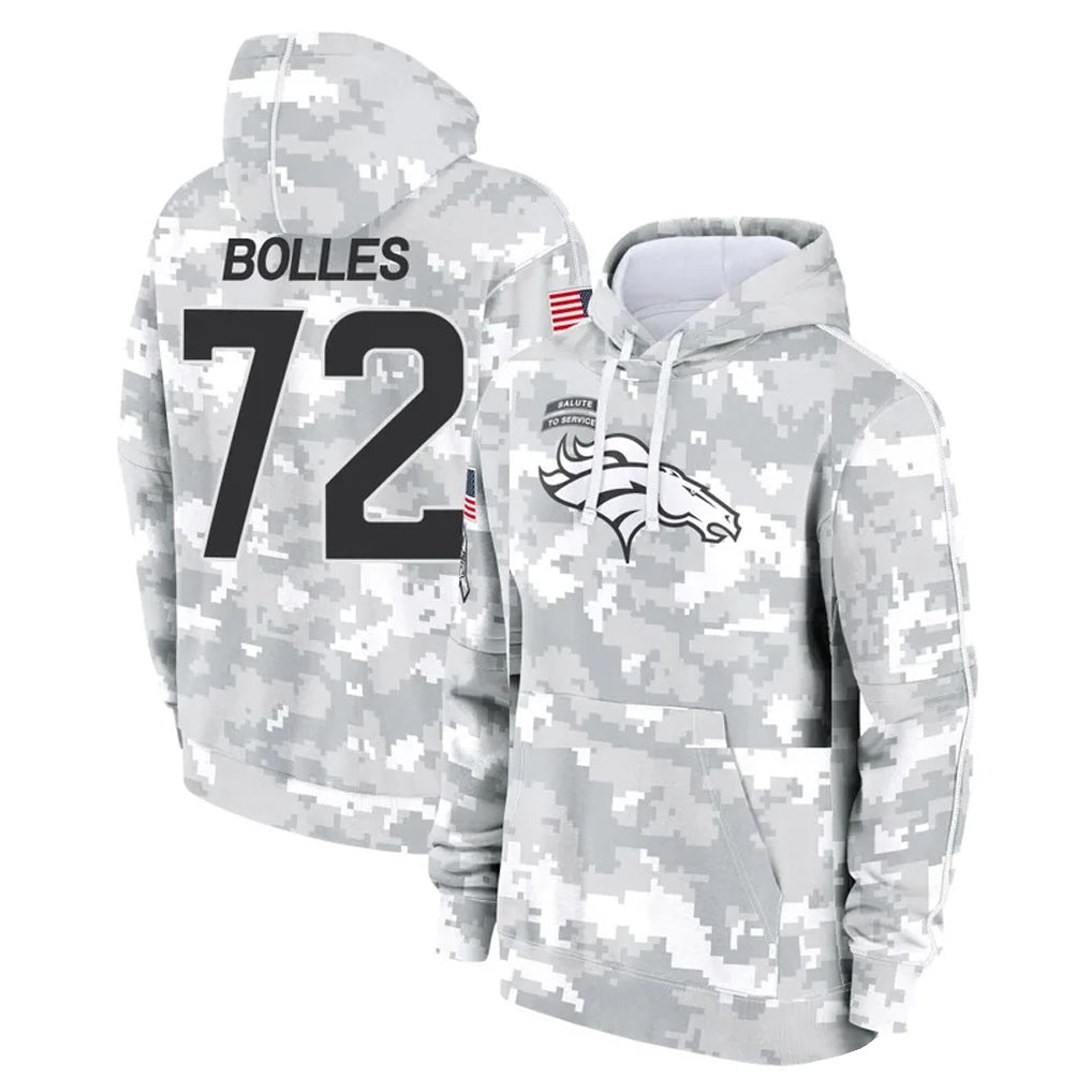 Punc D.Broncos #72 Garett Bolles Player Arctic Camo Salute to Service Hoodies Limited Game Stitched Jerseys
