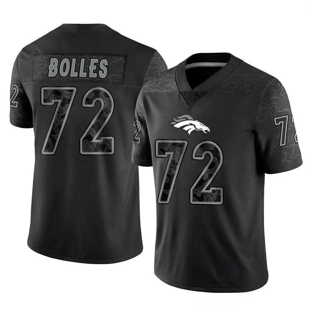 Punc D.Broncos #72 Garett Bolles Player Black Reflective Limited Stitched Jerseys