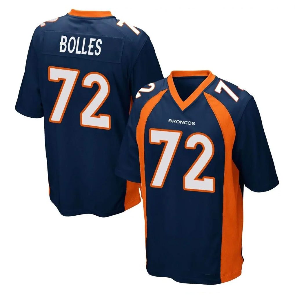 Punc D.Broncos #72 Garett Bolles Player Navy Game Stitched Jerseys