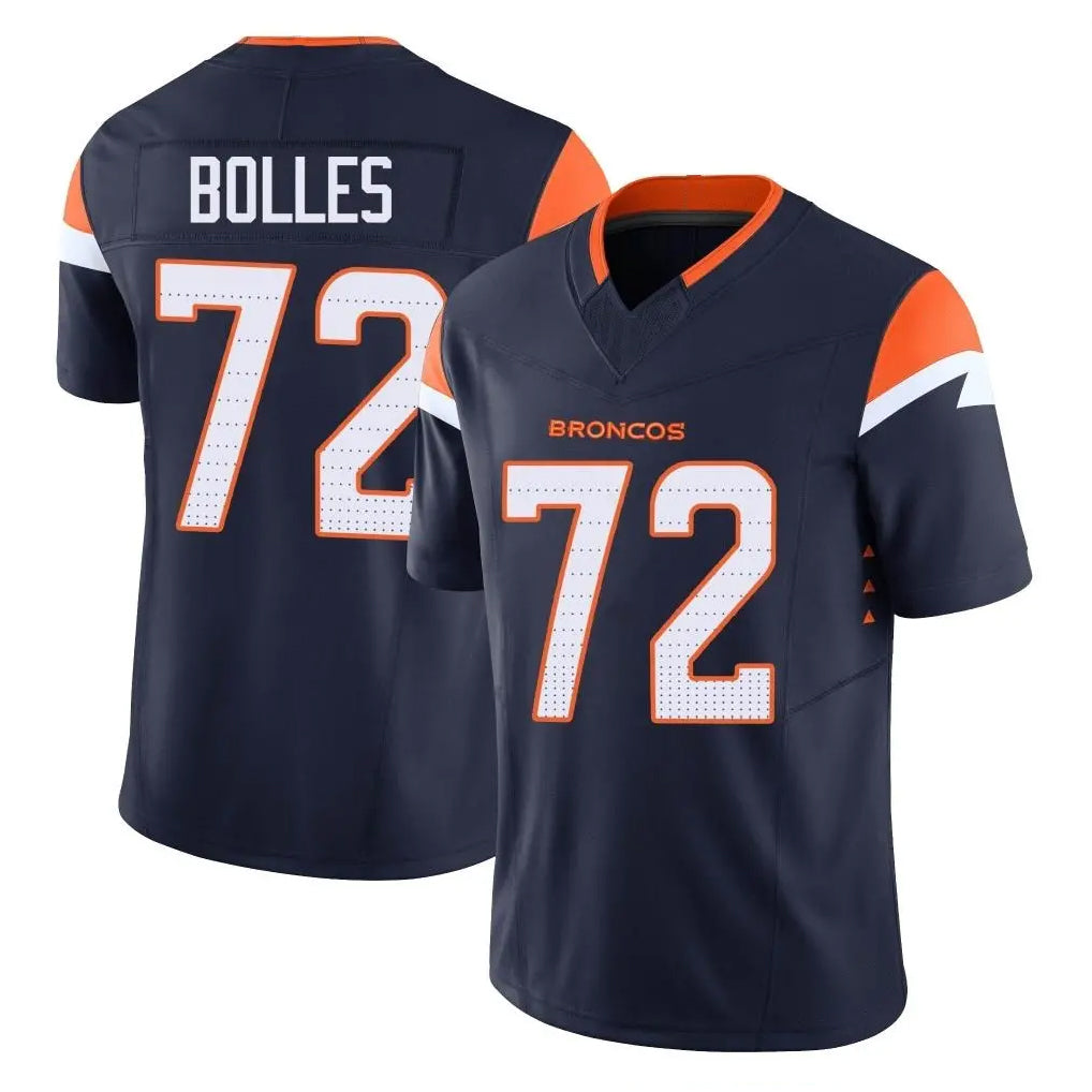 Punc D.Broncos #72 Garett Bolles Player Navy Limited Vapor F.U.S.E. Home Game Stitched Jerseys