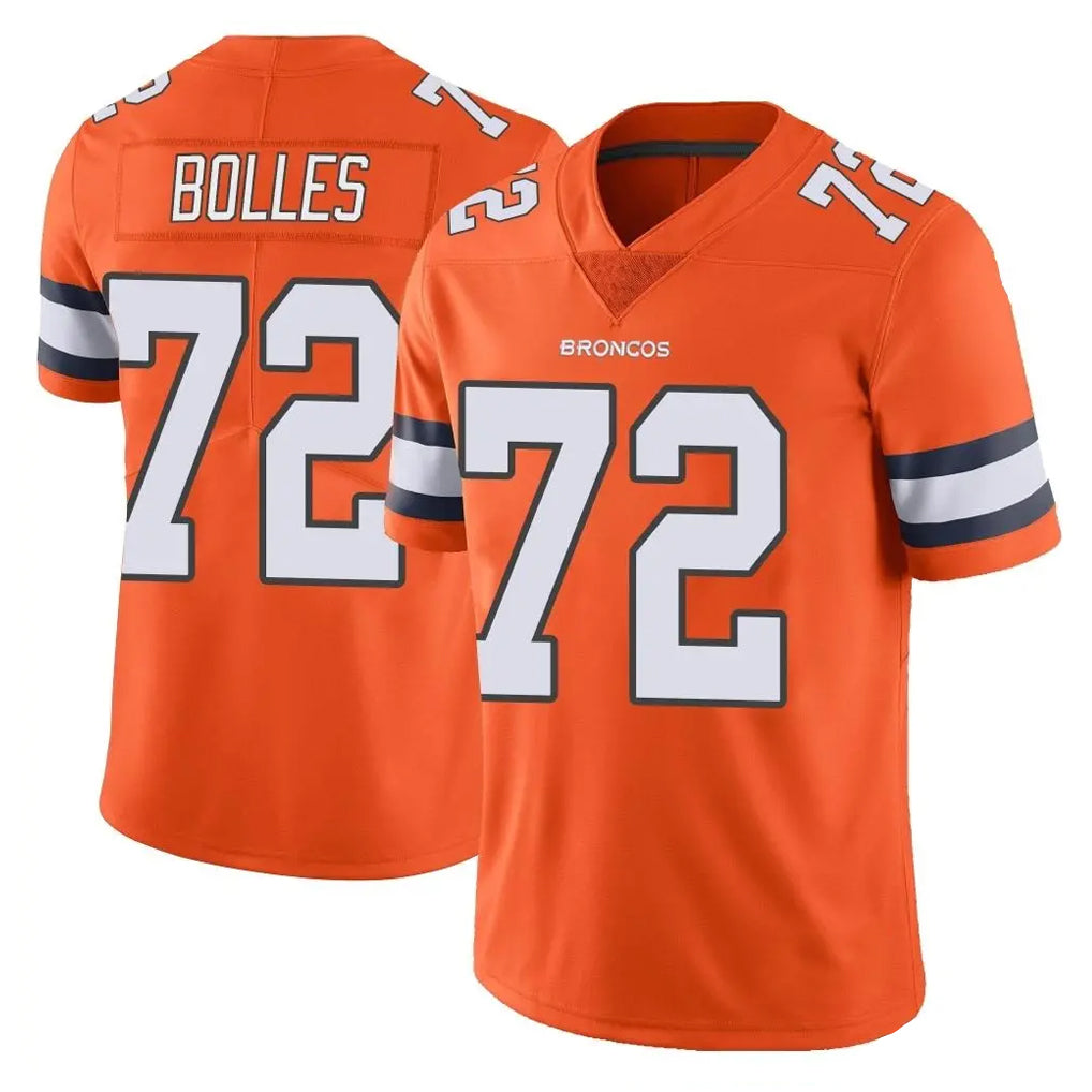Punc D.Broncos #72 Garett Bolles Player Orange Vapor Untouchable Limited Home Game Stitched Jerseys