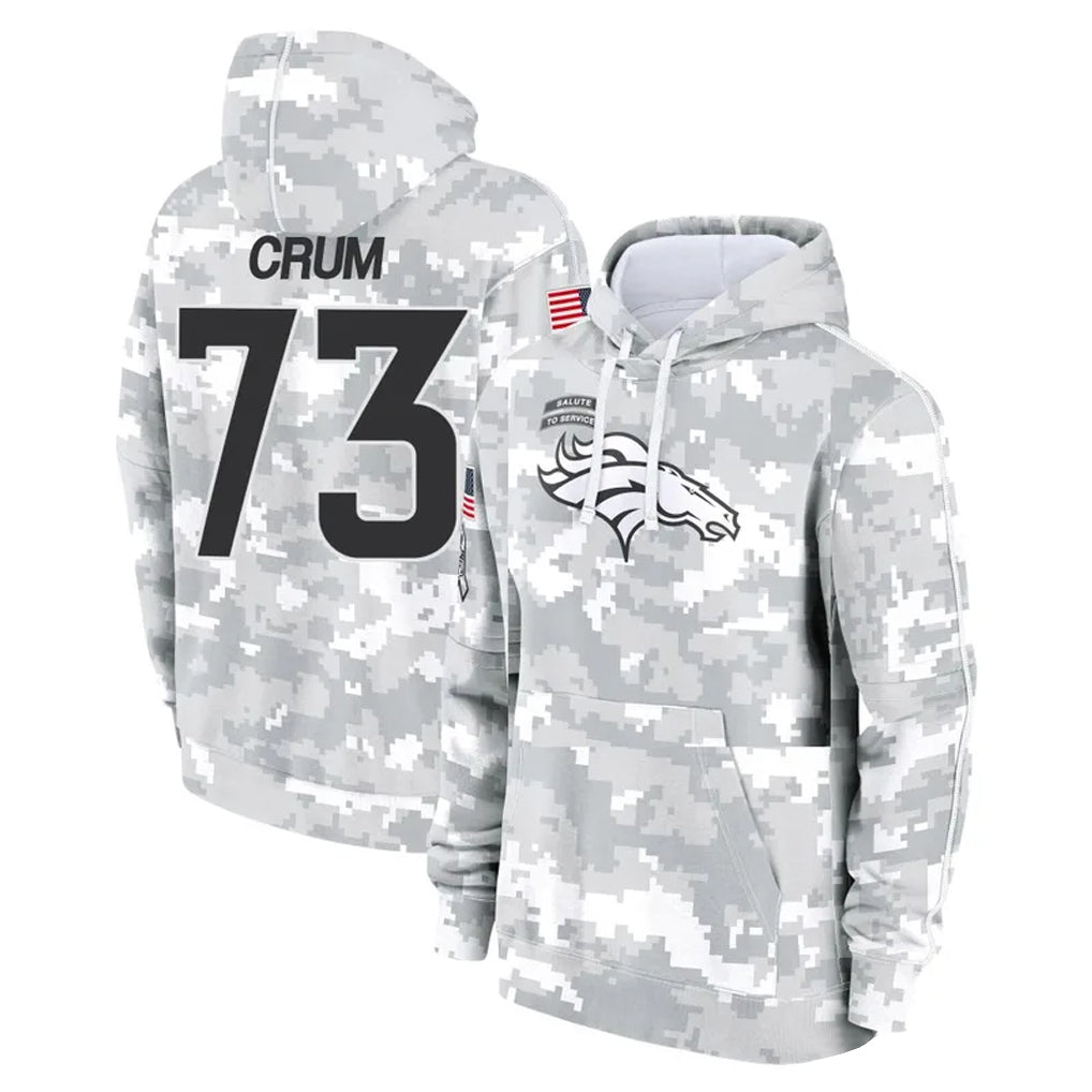 Punc D.Broncos #73 Frank Crum Player Arctic Camo Salute to Service Hoodies Limited Game Stitched Jerseys