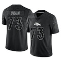 Punc D.Broncos #73 Frank Crum Player Black Reflective Limited Stitched Jerseys