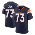 Punc D.Broncos #73 Frank Crum Player Navy Home Game Stitched Jerseys