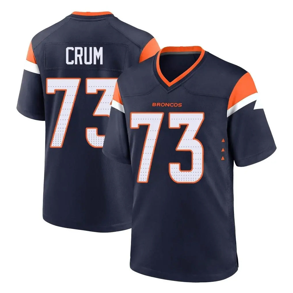 Punc D.Broncos #73 Frank Crum Player Navy Home Game Stitched Jerseys