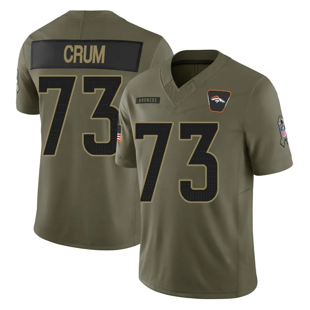 Punc D.Broncos #73 Frank Crum Player Olive 2025 Salute To Service Limited Home Game Stitched Jerseys