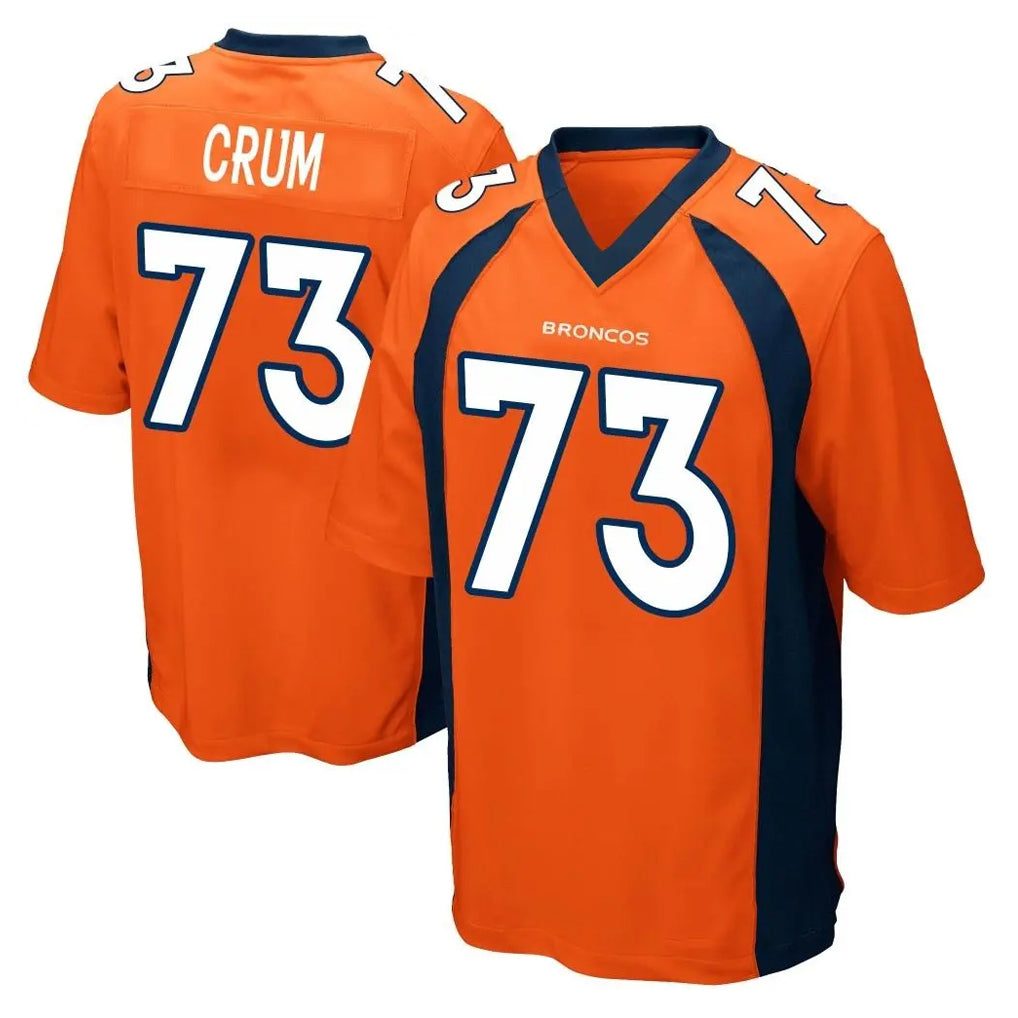 Punc D.Broncos #73 Frank Crum Player Orange Color Home Game Stitched Jerseys