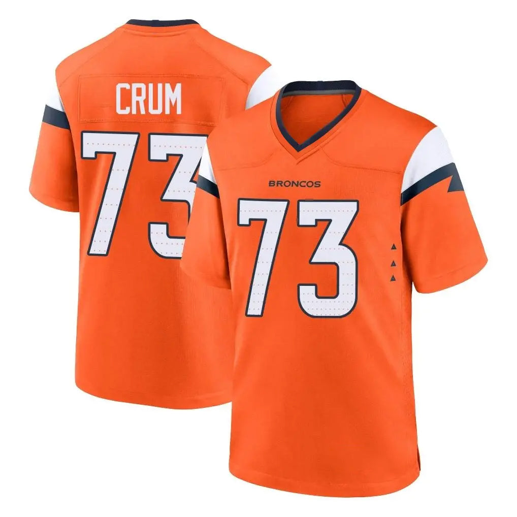 Punc D.Broncos #73 Frank Crum Player Orange Home Game Stitched Jerseys
