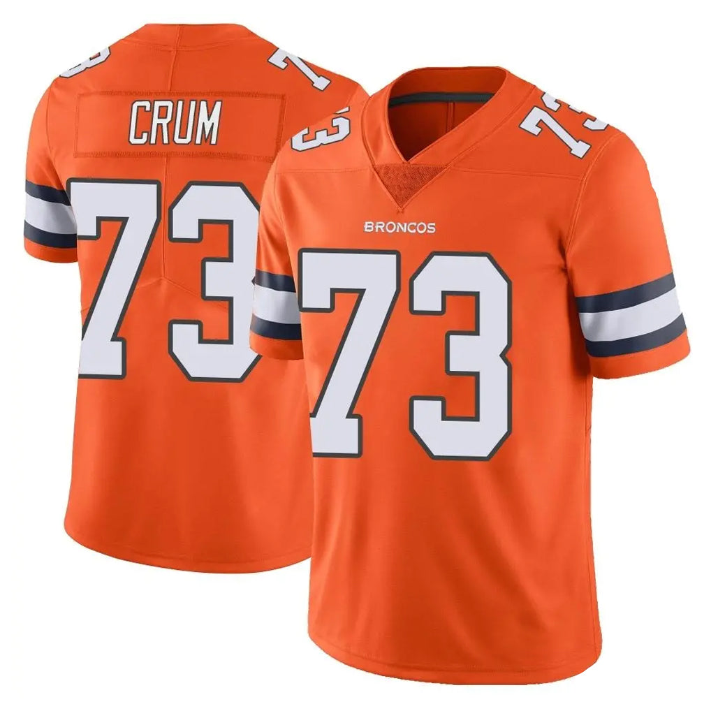 Punc D.Broncos #73 Frank Crum Player Orange Vapor Untouchable Limited Home Game Stitched Jerseys