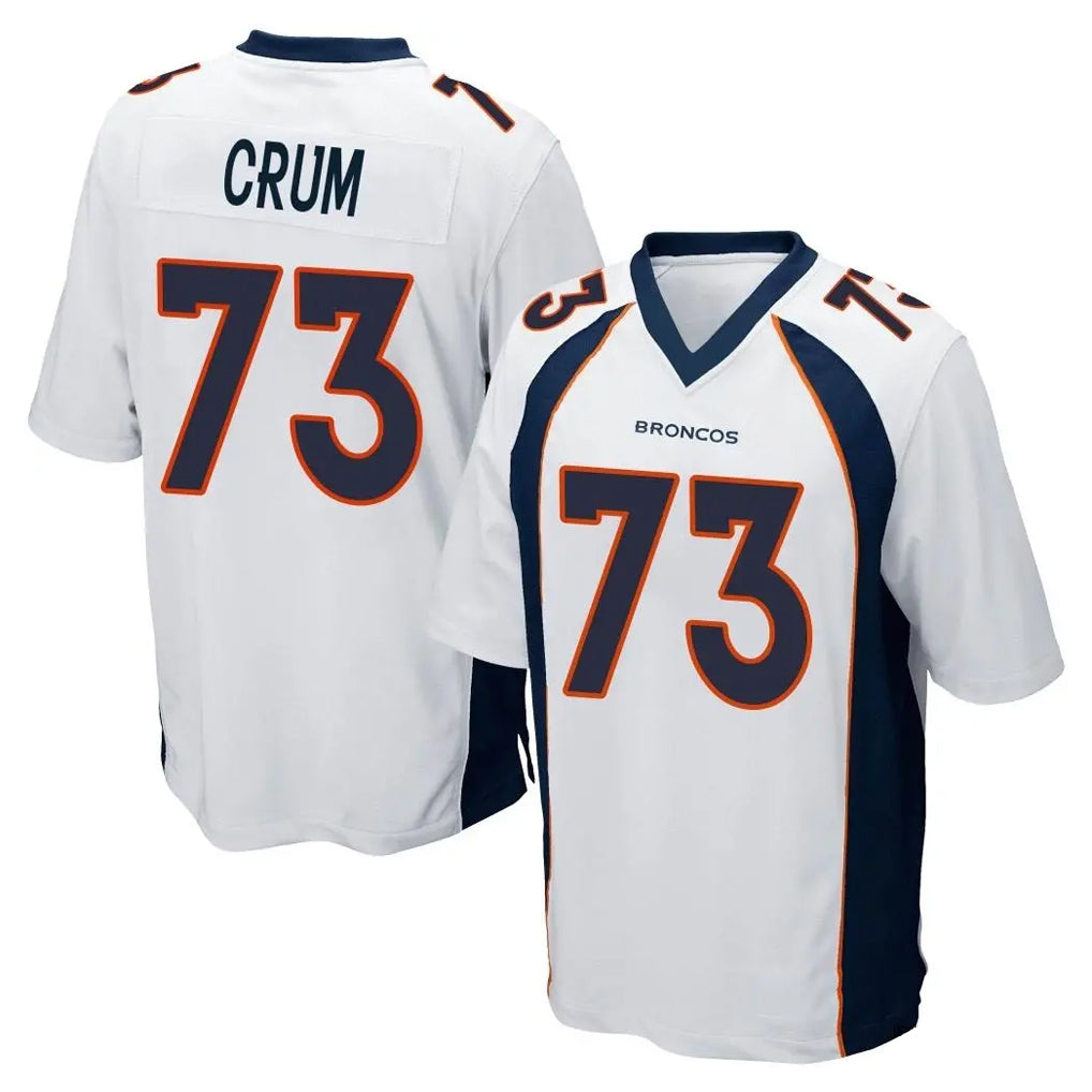 Punc D.Broncos #73 Frank Crum Player White Game Stitched Jerseys