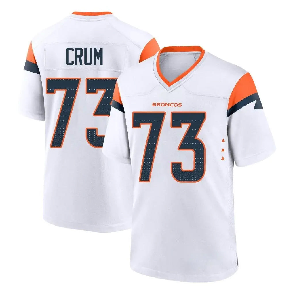 Punc D.Broncos #73 Frank Crum Player White Home Game Stitched Jerseys
