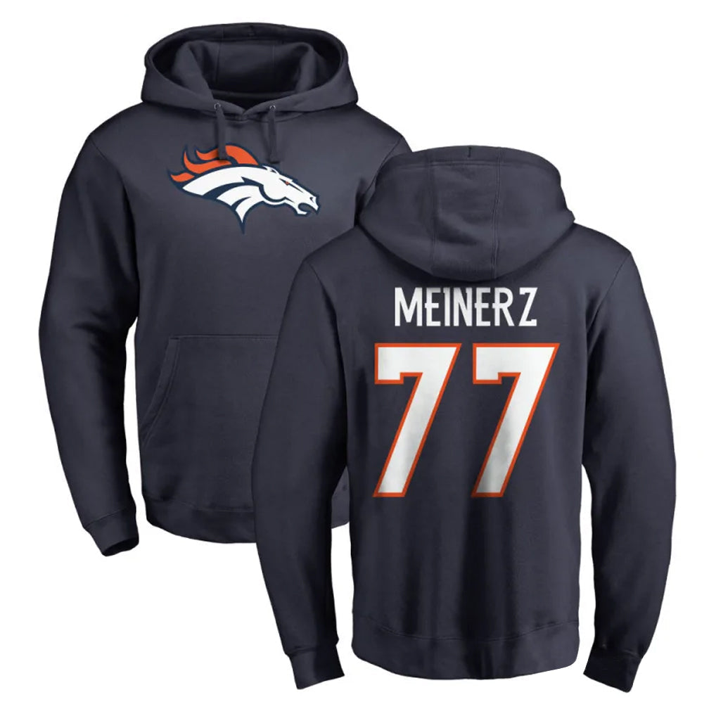 Punc D.Broncos #77 Quinn Meinerz Player Navy Pullover Hoodie Limited Stitched Jerseys