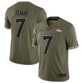 Punc D.Broncos #7 John Elway Player Limited Salute To Service Olive Stitched Jerseys